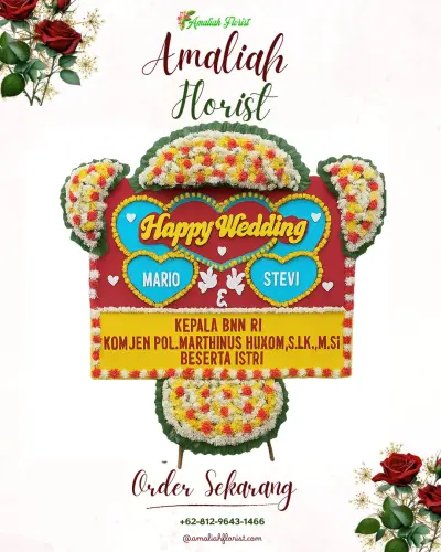 Karangan Papan Bunga Pernikahan di Kucur